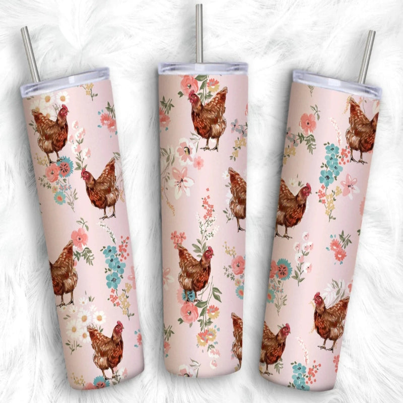 Chicken Floral 20oz Tumbler